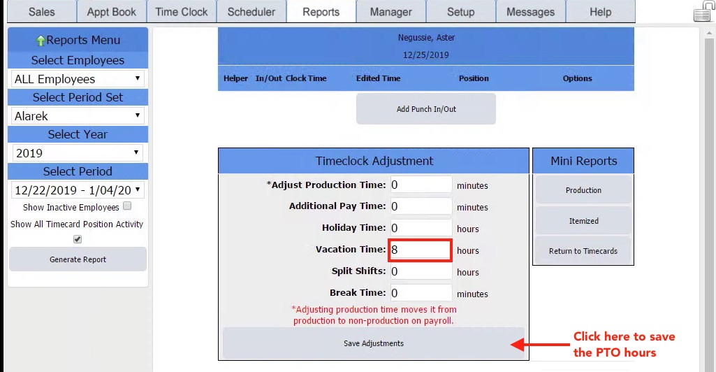 enter pto hours
